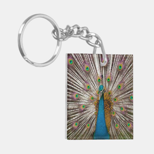 Peaceful Peacock Key Ring (Front Left)