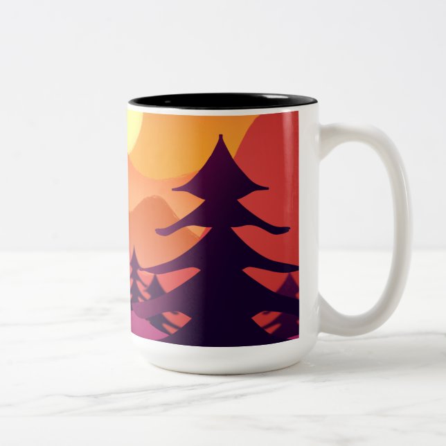 Peaceful Peaks at Sunse Two-Tone Coffee Mug (Right)