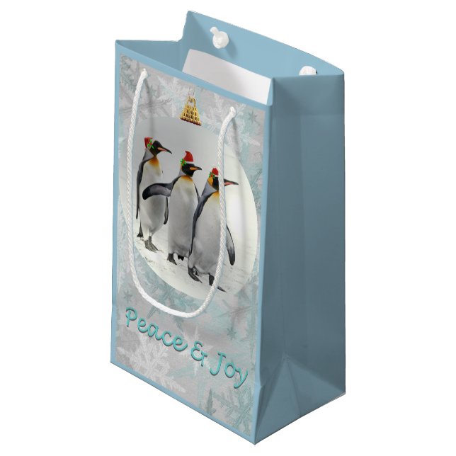 Peaceful Penguins Christmas Gift Bag (Front Angled)