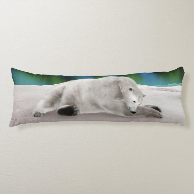 Peaceful Polar Bear Arctic Nature Illustration Body Cushion (Front)