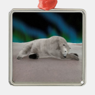Peaceful Polar Bear Arctic Nature Illustration Metal Tree Decoration