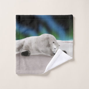 Peaceful Polar Bear Arctic Nature Illustration Wash Cloth