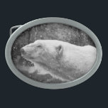 Peaceful Polar Bear Oval Belt Buckle<br><div class="desc">Content polar bear closes eyes in the snow.</div>