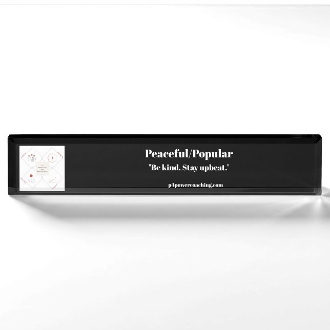 Peaceful/Popular Black Acrylic Desk Plaque Nameplate (Front)