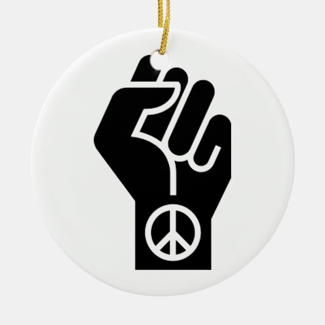 Peaceful Protest Ceramic Tree Decoration (Front)