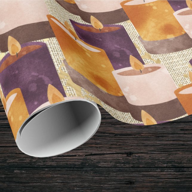 Peaceful Purple and Gold Spa Candles Pattern Wrapping Paper (Creator Uploaded)