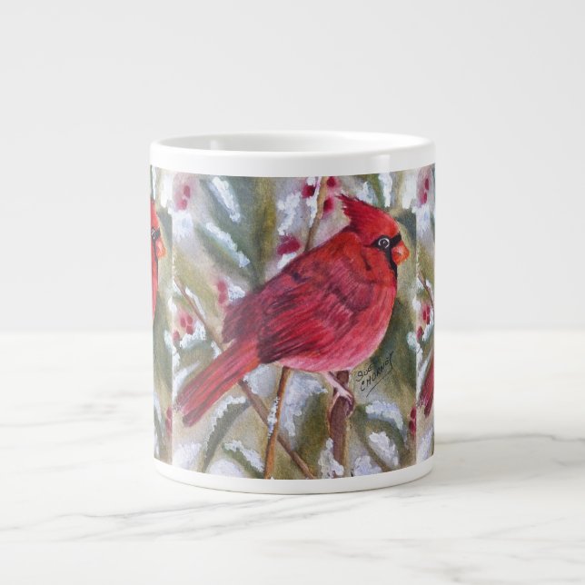 Peaceful Red Cardinal Giant Coffee Mug (Front)