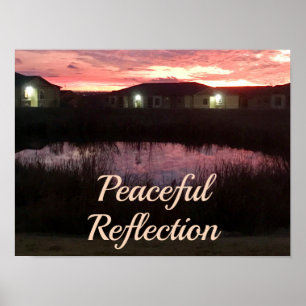 Peaceful Reflection Sunset Over Pond Poster
