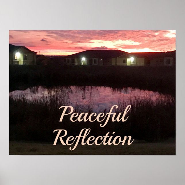 Peaceful Reflection Sunset Over Pond Poster (Front)