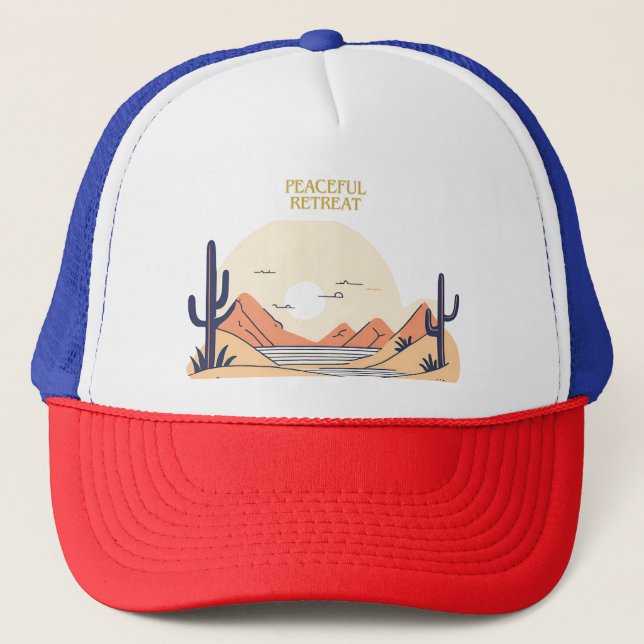 peaceful retreat trucker hat (Front)