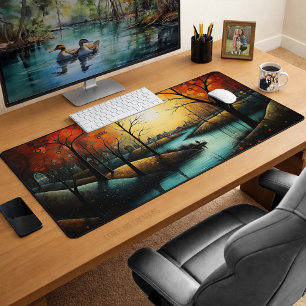 Peaceful River Park Landscape Desk Mat