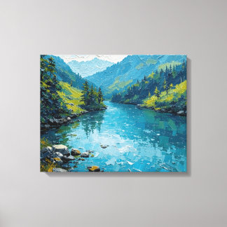 Peaceful River Premium Wrapped Canvas Wall Art