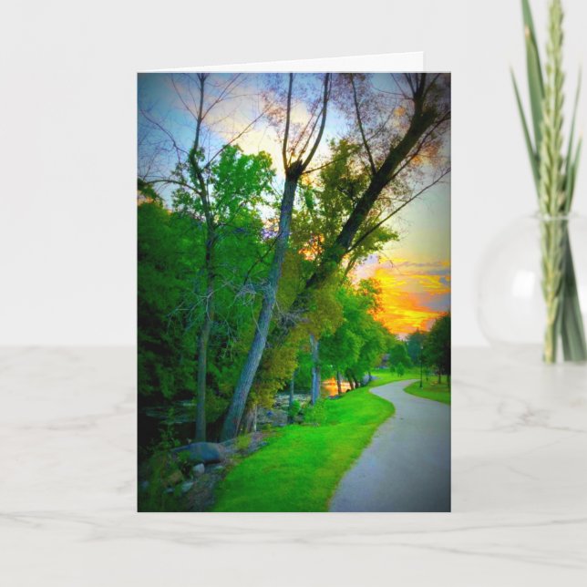 Peaceful River Sunrise Any Occasion Card (Front)