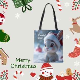 Peaceful Season Personalised and Big Eye Rabbit Tote Bag