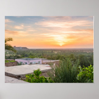 Peaceful Sheep Grazing at Sunset Poster - Moroccan