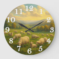 Peaceful sheep in pastoral meadow