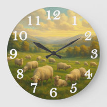 Peaceful sheep in pastoral meadow