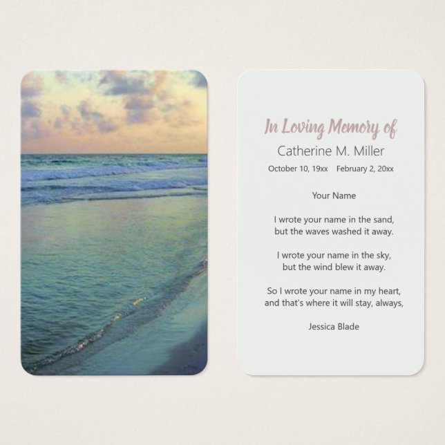 Peaceful Shores Sunset Funeral Memorial (Front & Back)