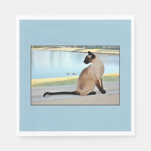 Peaceful Siamese Cat Painting Napkin (Front)