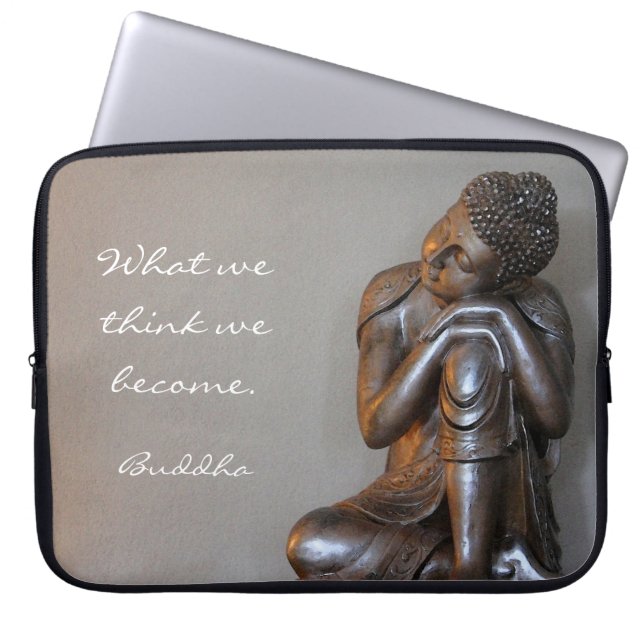 Peaceful silver Buddha Laptop Sleeve (Front)