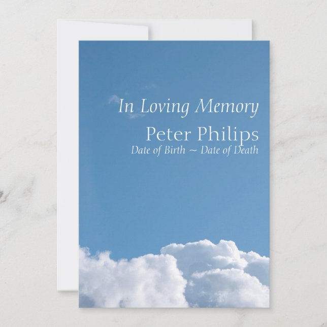 Peaceful Sky 1 Funeral Announcement Invitation (Front)