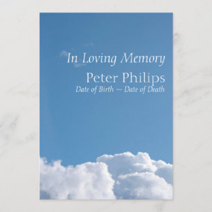 Peaceful Sky 1 Funeral Announcement Invitation