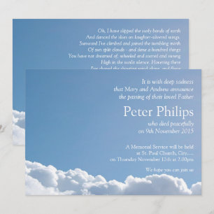 Peaceful Sky 2 with poem Funeral Announcement