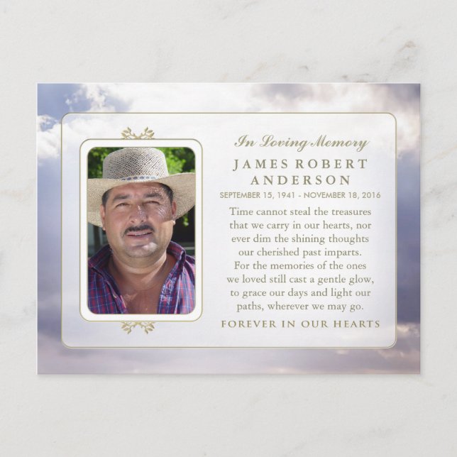 Peaceful Sky In Memory Sympathy Thank You PostCard (Front)