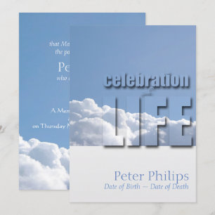 Peaceful Sky Modern Celebration of Life Invitation