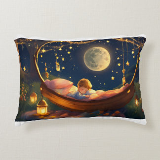 "Peaceful Slumber: A Boy's Nighttime Rest" Decorative Cushion