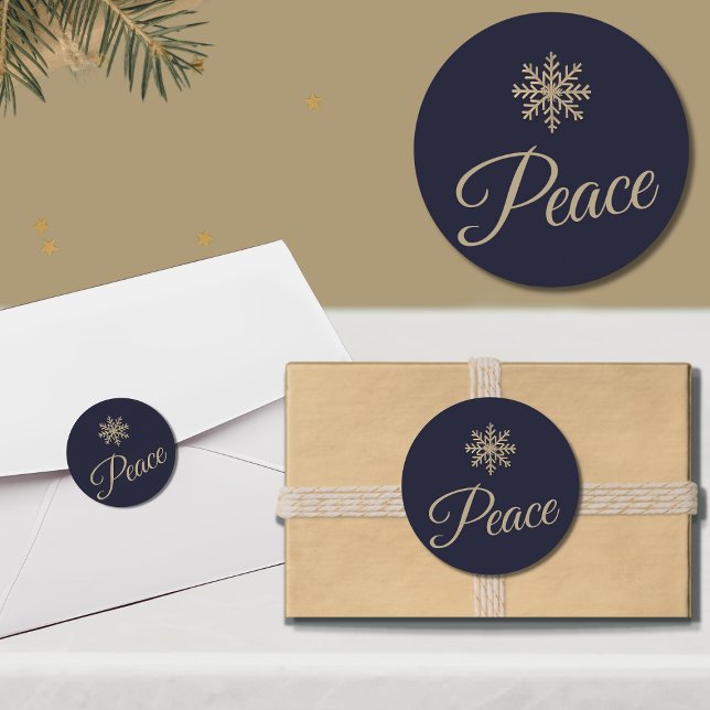 Peaceful Snowflake Holiday Round Sticker (Creator Uploaded)