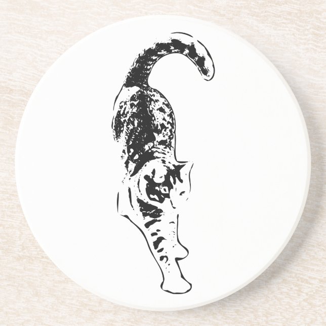 Peaceful Stretch Cat Coaster  (Front)