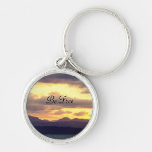 Peaceful Sunset   Custom Text Key Ring
