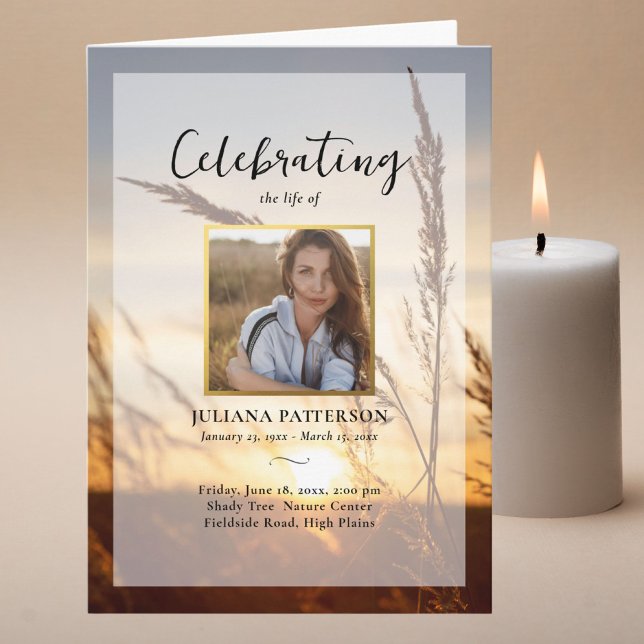 Peaceful Sunset Field Celebration of Life Funeral Programme (Creator Uploaded)