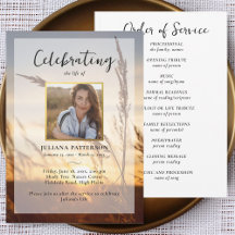 Peaceful Sunset Field Photo Funeral Program 