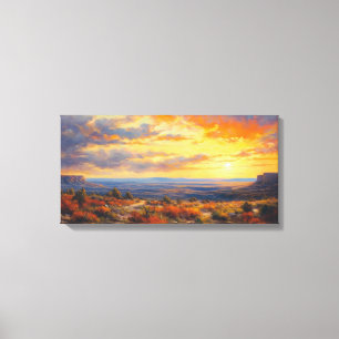 Peaceful Sunset in Autumn Plateau Fine Art Canvas Print