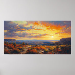 Peaceful Sunset in Autumn Plateau Fine Art Poster