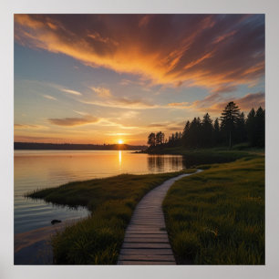 Peaceful Sunset Landscape Vibes Poster