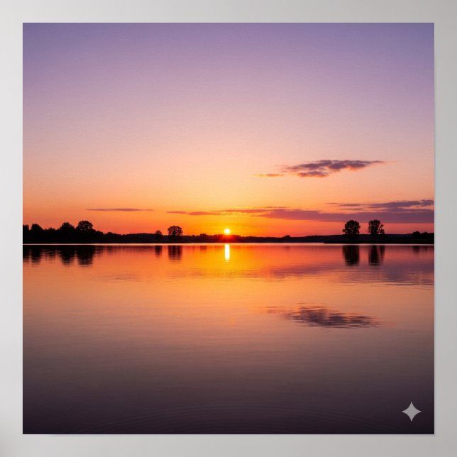 Peaceful Sunset on the Lake Poster (Front)