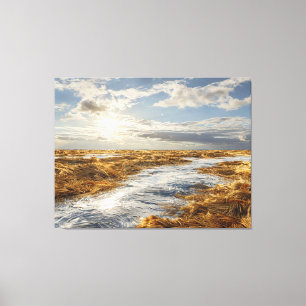 Peaceful Sunset Over Golden Grain Field Canvas Print