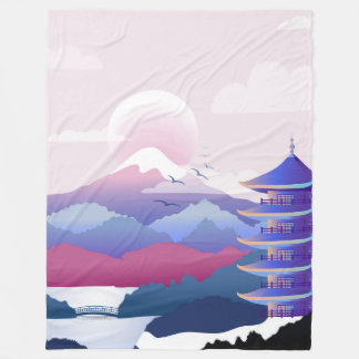 Peaceful Temple Scenery At Dawn Fleece Blanket