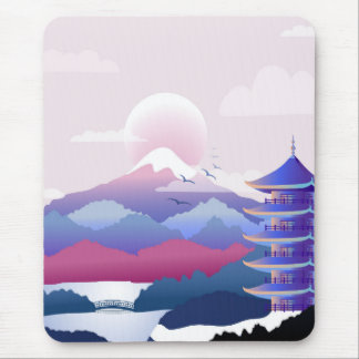 Peaceful Temple Scenery At Dawn Mouse Mat