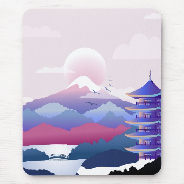 Peaceful Temple Scenery At Dawn Mouse Mat (Front)