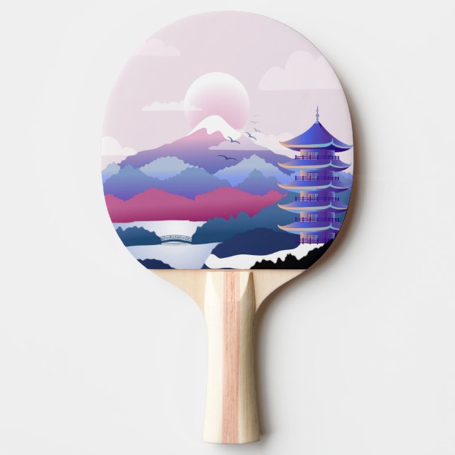 Peaceful Temple Scenery At Dawn Ping Pong Paddle (Front)