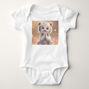 Peaceful Tiger Cub on Lotus - Baby Bodysuit