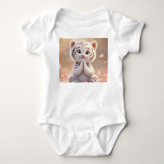Peaceful Tiger Cub on Lotus - Baby Bodysuit