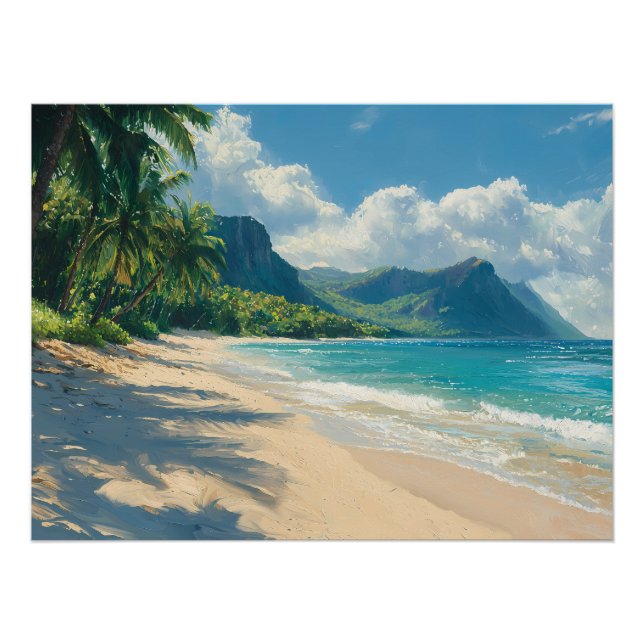 Peaceful Tropical Beach with Turquoise Waters Poster (Front)