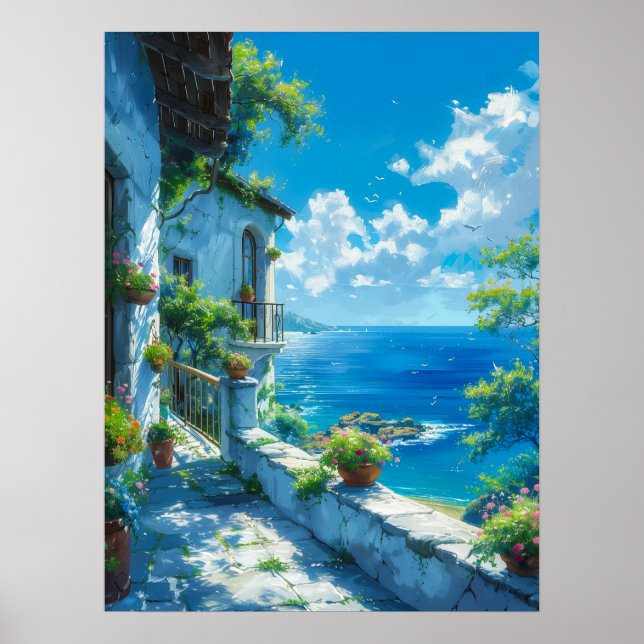 Peaceful Vacation in Blue Summer Poster (Front)