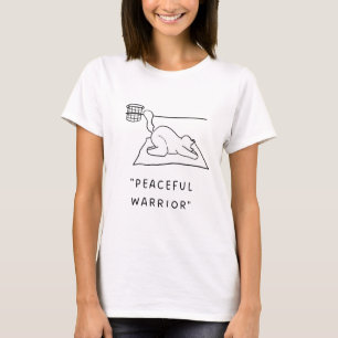 Peaceful Warrior Yoga Cat Illustration T-Shirt
