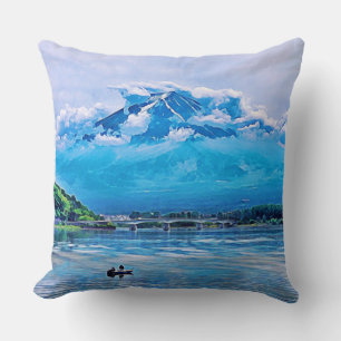 Peaceful Watercolor Japanese Art Design  Cushion